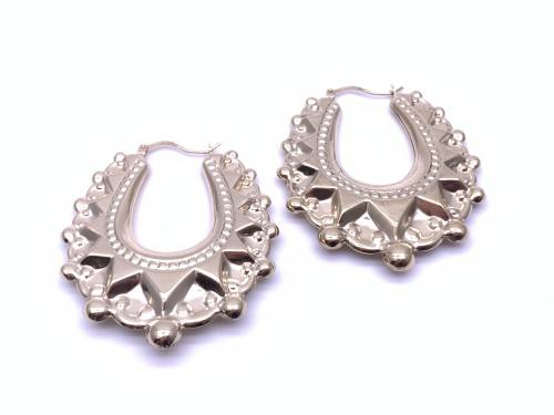 9ct Yellow Gold Oval Creole Hoop Earrings