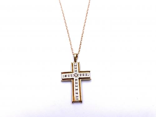 9ct Diamond Cross And Chain