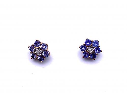 9ct Tanzanite & Diamond Earrings