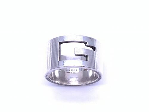 Silver Gucci Signature Band Ring