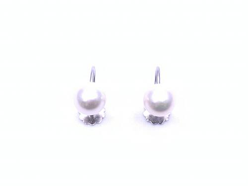 9ct White Gold Pearl Solitaire Earrings