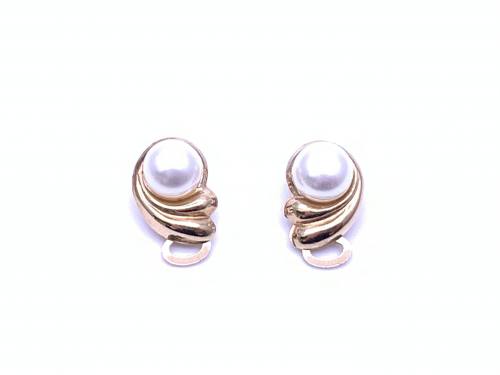 9ct Yellow Gold Pearl Clip on Earrings