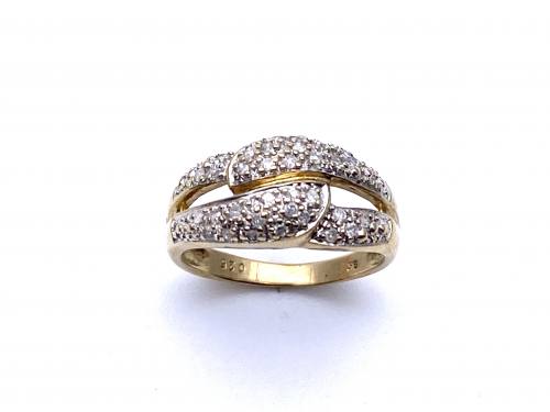 9ct Yellow Gold Diamond Knot Pave Ring