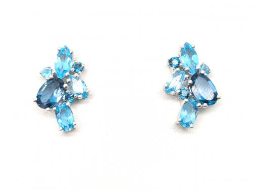 Silver Blue Topaz Stud Earrings