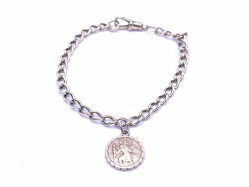 9ct St Christhoper Charm Curb Bracelet