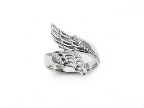 Silver CZ Angel Wings Ring