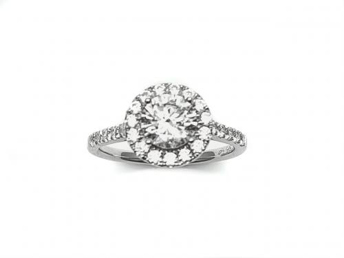 Silver CZ Round Halo Cluster Ring