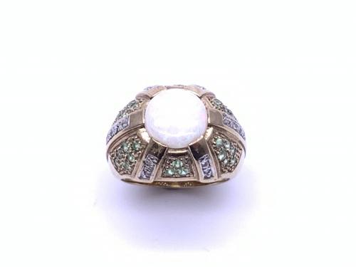 14ct Opal Diamond & Peridot Ring