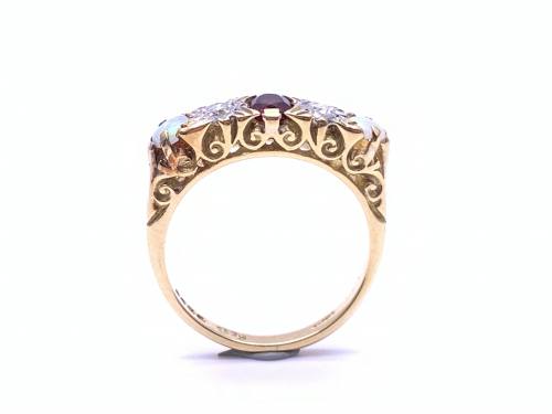 18ct Opal, Garnet & Diamond Ring