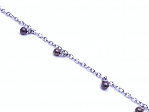 9ct White Gold Black Cultured Pearl Bracelet