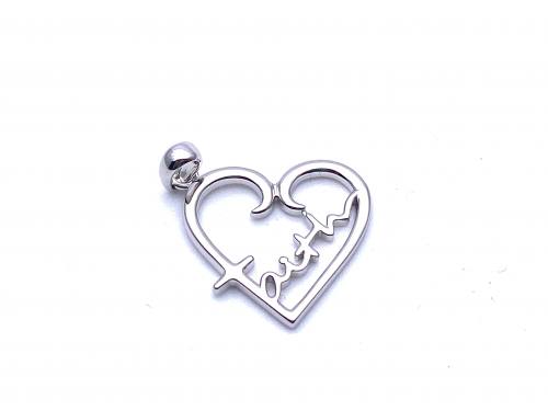 Silver Faith Heart Pendant