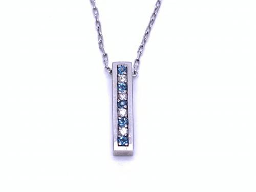 9ct BlueTopaz & Diamond Pendant & Chain