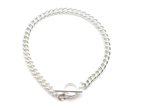 Silver Albert Style T-Bar Bracelet 7 1/2 Inch