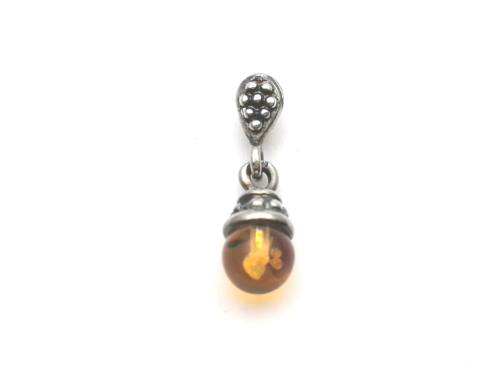 Silver Small Amber Ball Pendant