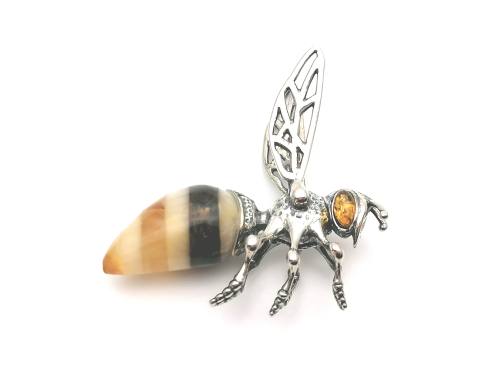 Silver Amber Wasp Pendant