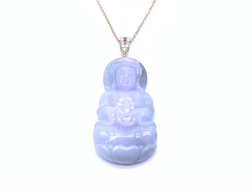 18ct Yellow Gold Diamond Jade Thai Buddha Pendant