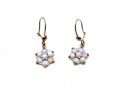 9ct Yellow Gold Opal Cluster Earrings