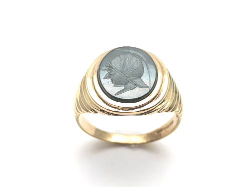 9ct Yellow Gold Carved Heamatite Ring