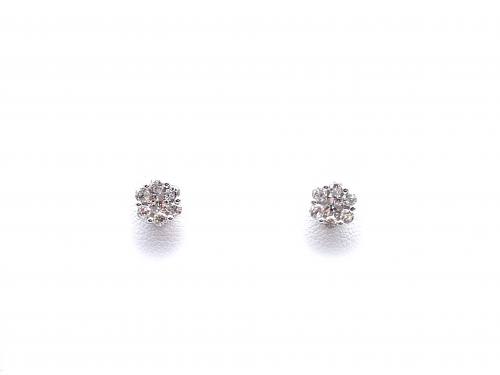 14ct White Gold Diamond Cluster Earrings 0.83ct