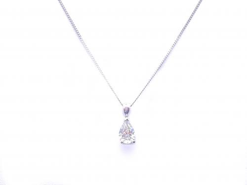 18ct Pear Shaped Diamond Pendant & Chain 1.42ct