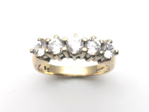 Seconhand 9ct Yellow Gold CZ 5 Stone Ring