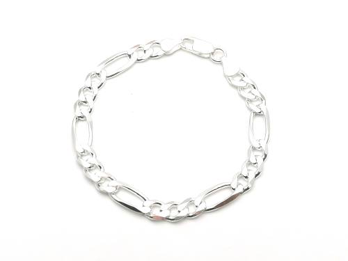 Silver Figaro Bracelet 7 Inch