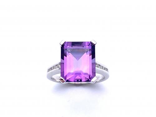Silver Amethyst and CZ Ring