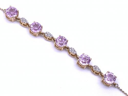 9ct Kunzite & Diamond Bracelet
