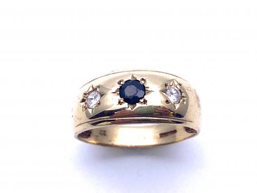 9ct Yellow Gold Sapphire & CZ Ring