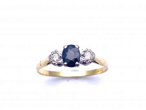 18ct Sapphire & Diamond 3 Stone Ring