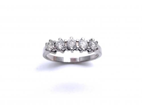 9ct White Gold Diamond 5 Stone Ring