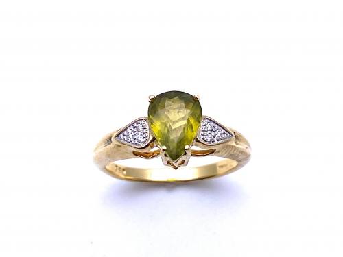 18ct Yellow Gold Apatite & Diamond Ring