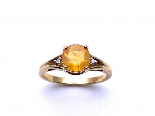 9ct Fire Opal & Diamond Ring