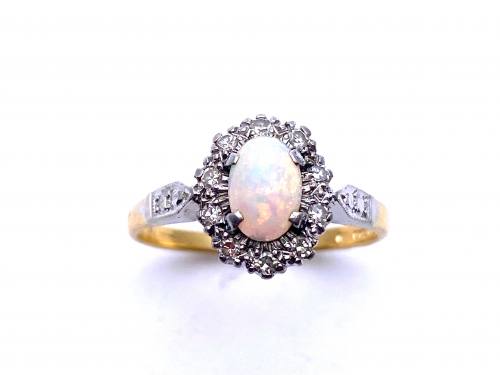 18ct Opal & Diamond Cluster Ring