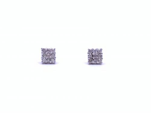 9ct Diamond Cluster Stud Earrings