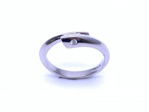 9ct White Gold Diamond Crossover Ring