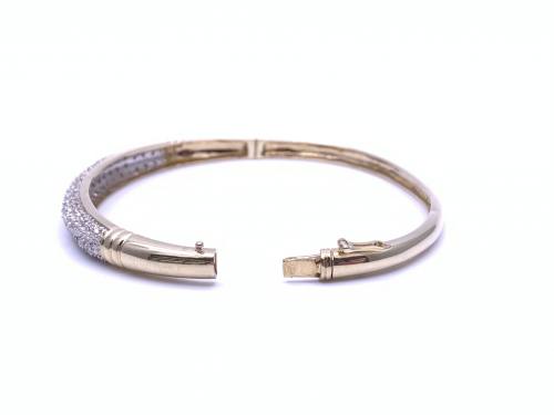 9ct Yellow Gold Diamond Pave Bangle