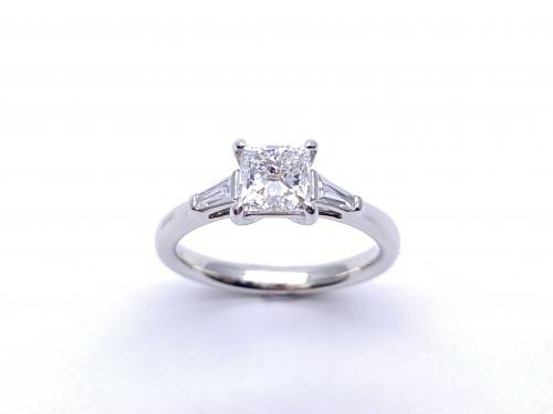Platinum Princess Cut Diamond Solitaire Ring 1.00c