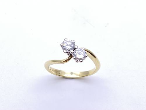 18ct Diamond 2 Stone Ring Est 0.70ct