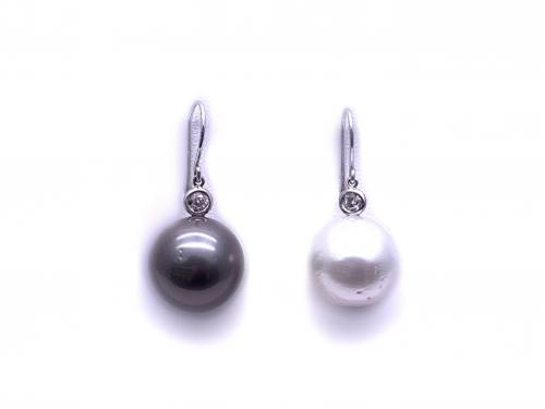 18ct Pearl & Diamond Drop Earrings