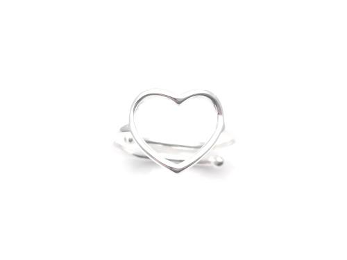 Silver Cut Out Heart Adjustable Ring