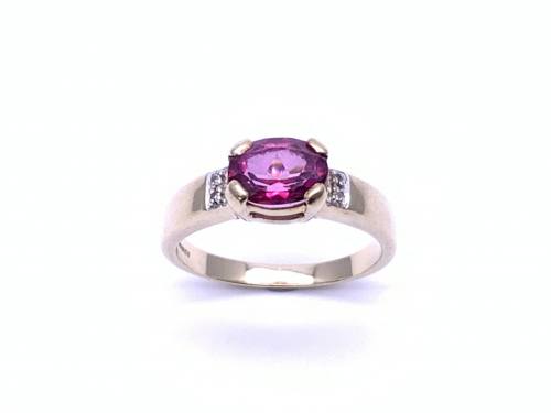 9ct Pink Topaz & Diamond Ring