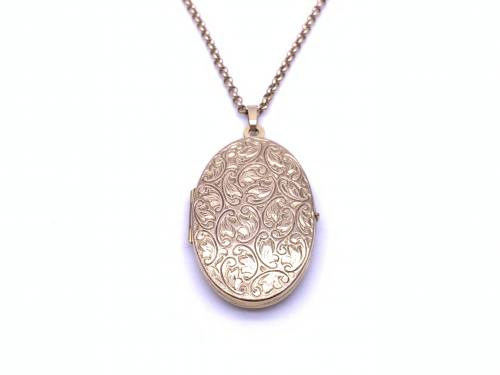 9ct Oval Locket & Chain 22 inch