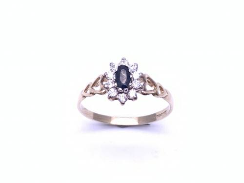 9ct Sapphire & CZ Cluster Ring