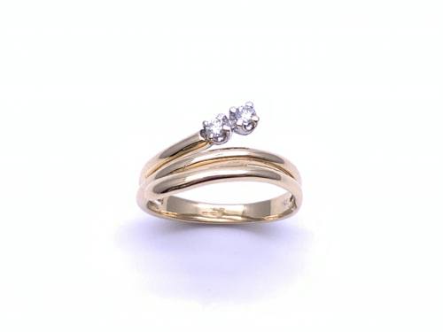18ct Diamond 2 Stone Spiral Ring