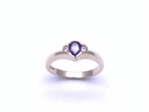 9ct Purple Amethyst & CZ Ring