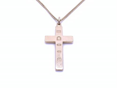 9ct Ingot Style Cross Pendant & Chain