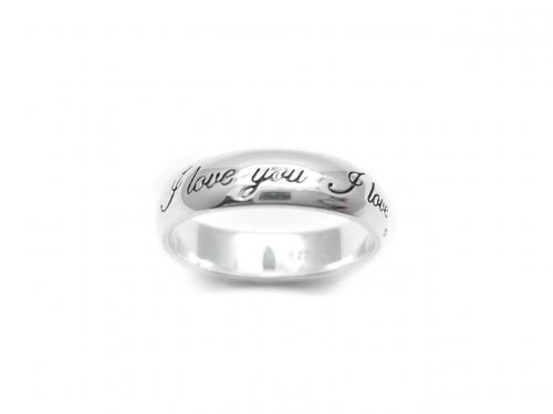 Silver I love You Engraved Wedding Band 4mm