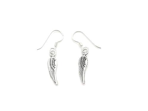 Silver Small Wing Drop Earrings