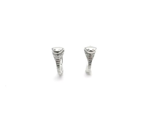 Silver Cobra Design Hinged Huggie Hoop Earrings